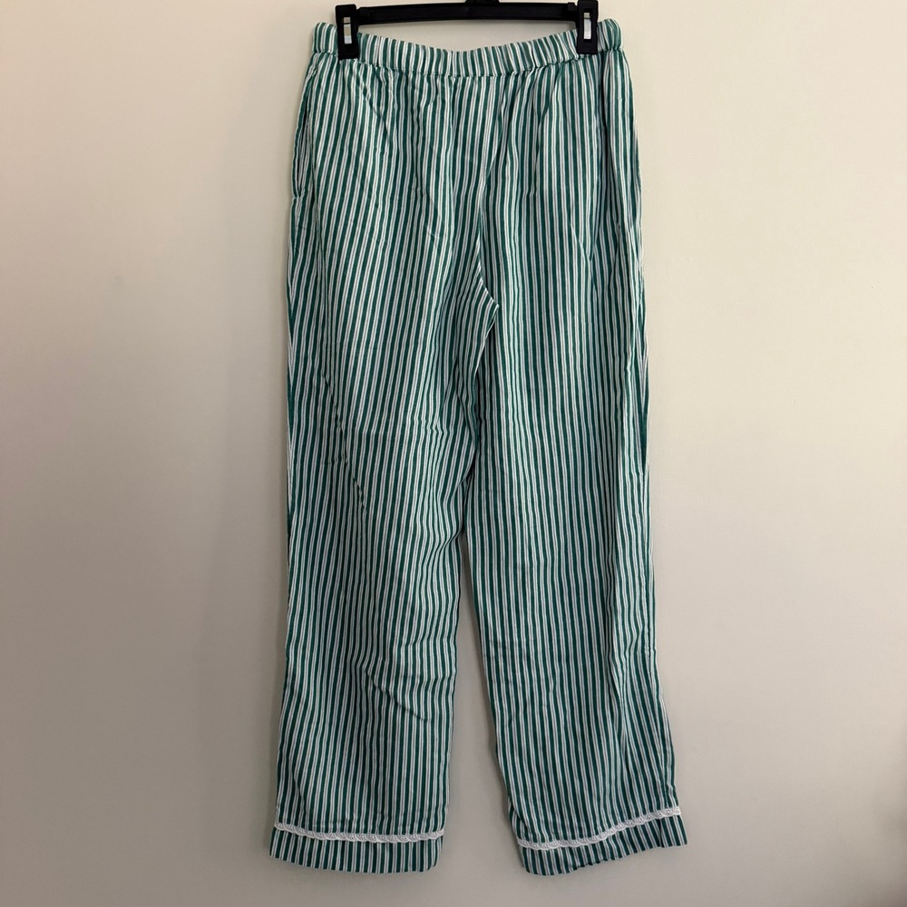Rachel Ashwell Viral Green and White Striped Pajama Set Size Small - Picture 6 of 6